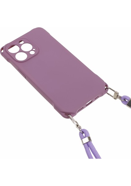 Apple iPhone12 Pro Max Yumuşak Tpu Cep Telefon Kılıfı Için Dört Köşe Şok Geçirmez Cep Telefonu Kapağı Asılı Halat Işığı Mor (Yurt Dışından) fiyatları