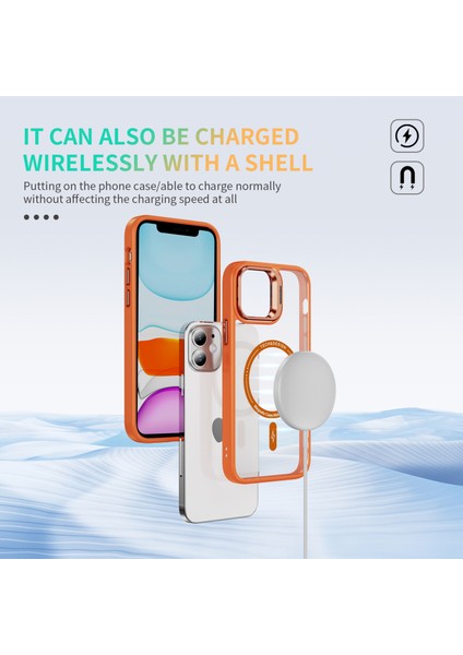 Apple iPhone11 Manyetik Telefon Kılıfı Kamera Kickstand Clear Cover-Orange Için Ysm (Yurt Dışından)