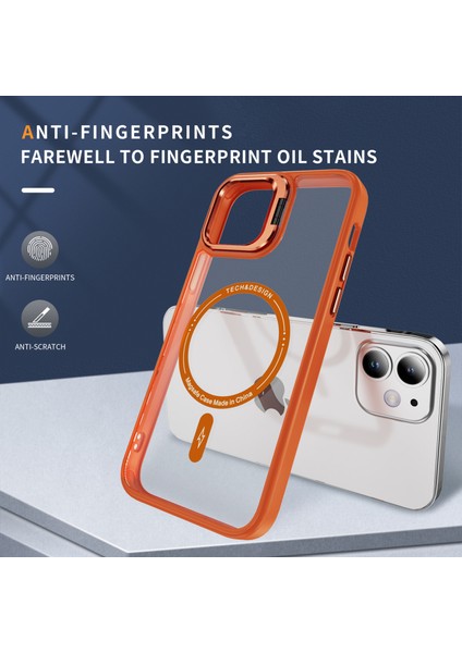 Apple iPhone11 Manyetik Telefon Kılıfı Kamera Kickstand Clear Cover-Orange Için Ysm (Yurt Dışından)