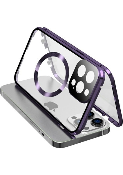 Apple iPhone13 Pro Telefon Kılıfı Için 360 Derece Koruma Manyetik Kapak Morası (Yurt Dışından)