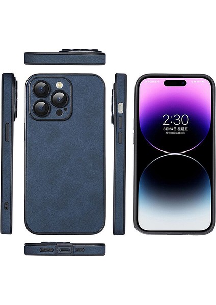 Apple iPhone14 Pro Kılıfları Için Kamera Koruma Pu Deri+Tpu Telefon Kapak-Dark Mavi (Yurt Dışından)