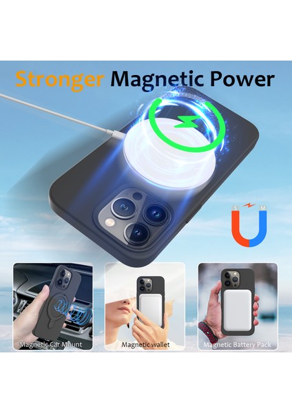 İPhone 14 Pro Max Kickstand Case PC+Silikon Kapağı Magsafe-Black Gray ile Uyumlu (Yurt Dışından) modelleri