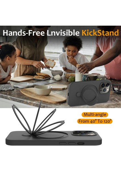 İPhone 14 Pro Max Kickstand Case PC+Silikon Kapağı Magsafe-Black Gray ile Uyumlu (Yurt Dışından) indirimleri