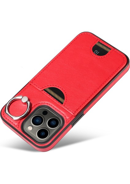 Apple iPhone13 Pro Case Pu Pu Tpu Kart Yuvası Kickstand-Red ile Çizgiye Döküm Anti Telefon Kapağı (Yurt Dışından)