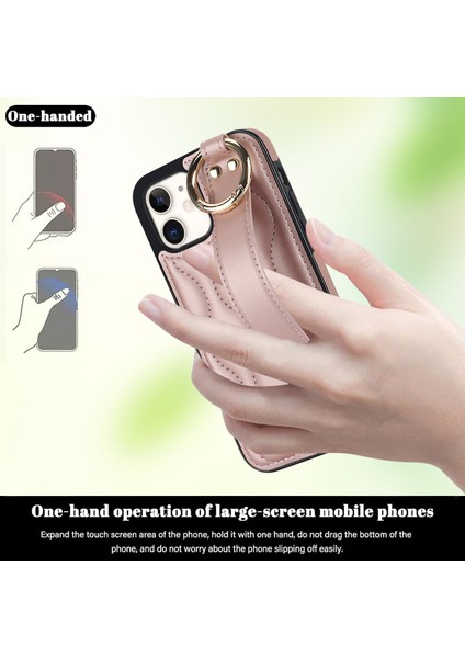 Apple iPhone12 Mini Case Wave Desen Pu+Tpu Kickstand Telefon Kapak Golü Altın (Yurt Dışından)