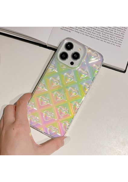 Apple iPhone14 Pro Max Anti Dust Telefon Kılıfı Elektrokaplama Renkli Rhombus Kalp Tpu Telefon Kapak-Multi-Renk (Yurt Dışından)
