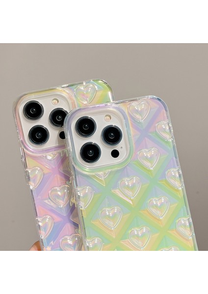 Apple iPhone14 Pro Max Anti Dust Telefon Kılıfı Elektrokaplama Renkli Rhombus Kalp Tpu Telefon Kapak-Multi-Renk (Yurt Dışından) modelleri