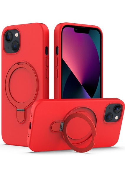 Apple iPhone14 Plus Kickstand Case Pc+Silikon Telefon Kapağı Magsafe-Red ile Uyumlu (Yurt Dışından)