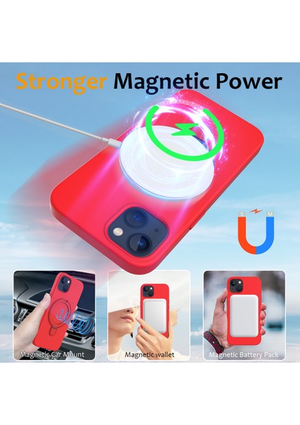 Apple iPhone14 Plus Kickstand Case Pc+Silikon Telefon Kapağı Magsafe-Red ile Uyumlu (Yurt Dışından) modelleri