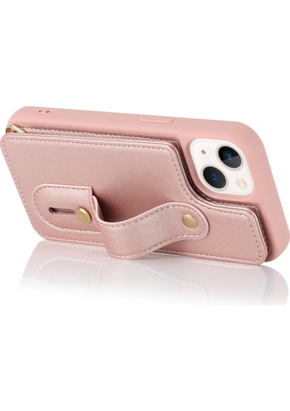 Apple iPhone15 Plus Kart Yuvaları Için Kickstand Kutusu Pu Deri Kaplamalı Tpu Telefon Kapağı Omuz Askılı-Rose Altın (Yurt Dışından) fiyatları