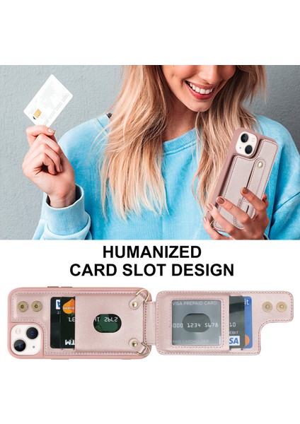 Apple iPhone15 Plus Kart Yuvaları Için Kickstand Kutusu Pu Deri Kaplamalı Tpu Telefon Kapağı Omuz Askılı-Rose Altın (Yurt Dışından) fırsatları