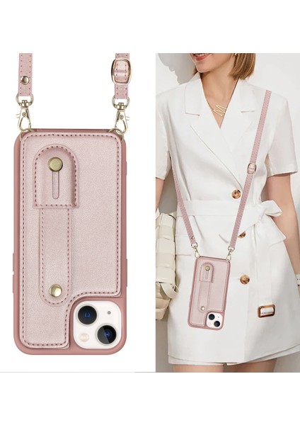 Apple iPhone15 Plus Kart Yuvaları Için Kickstand Kutusu Pu Deri Kaplamalı Tpu Telefon Kapağı Omuz Askılı-Rose Altın (Yurt Dışından) indirimleri
