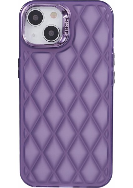 Apple iPhone14 Case 3D Rhombus Grid Elektraplama Şok Geçirmez Telefon Koruyucu-Mor (Yurt Dışından) modelleri