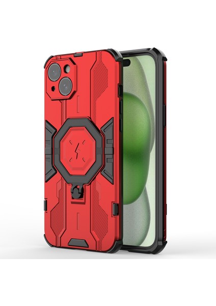 Apple iPhone14 Plus Case Ring Tutucu Kickstand Shockproof Telefon Kapak-Kırmızı (Yurt Dışından)