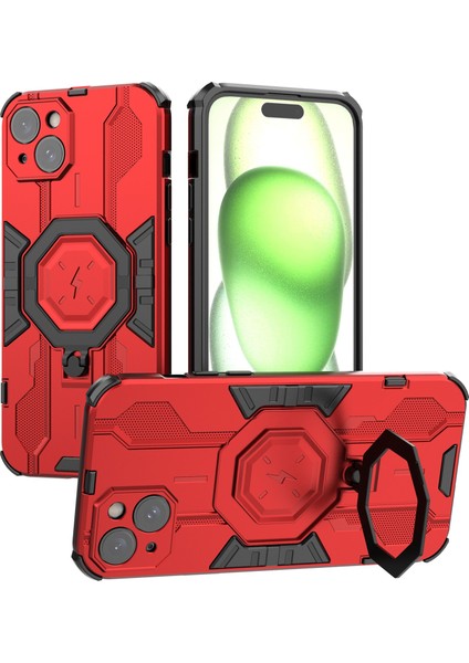 Apple iPhone14 Plus Case Ring Tutucu Kickstand Shockproof Telefon Kapak-Kırmızı (Yurt Dışından)