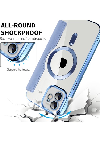 Apple iPhone11 Deri Kartı Tutucu Kılıfı Için Magsafe Rfıd ile Uyumlu Telefon Kapağı Lens Film-Brown (Yurt Dışından)