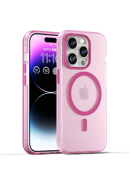 Magsafe Mat Terregent Mat Geri Kapak Pembe ile Uyumlu Apple iPhone14 Pro Max Için Manyetik Kasa (Yurt Dışından)