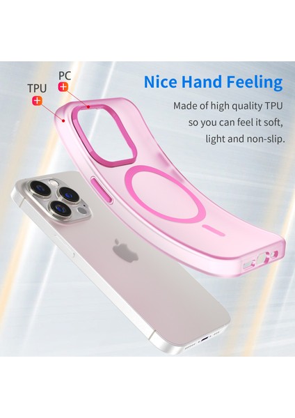 Magsafe Mat Terregent Mat Geri Kapak Pembe ile Uyumlu Apple iPhone14 Pro Max Için Manyetik Kasa (Yurt Dışından)