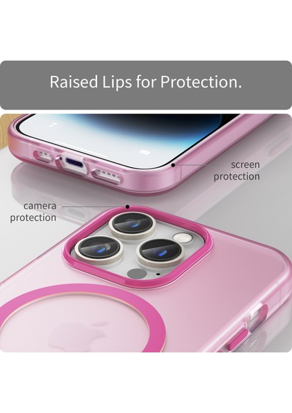 Magsafe Mat Terregent Mat Geri Kapak Pembe ile Uyumlu Apple iPhone14 Pro Max Için Manyetik Kasa (Yurt Dışından)