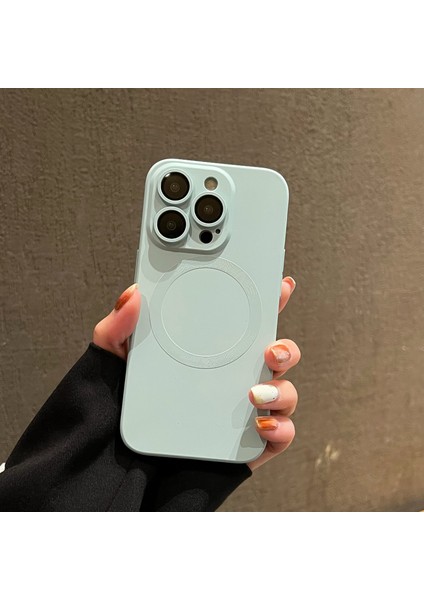 Apple iPhone12 Pro Max Magnetic Telefon Kılıfı Için Magsafe Sıvı Silikon ile Uyumlu Lens Film Baby Mavi ile Uyumlu (Yurt Dışından) fırsatları