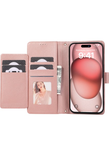 Apple iPhone14 Pro Cep Telefonu Kılıfları Için Baskılı Dalgalı Deri Deri Kapak Ayna Güllü Altın (Yurt Dışından) fiyatları
