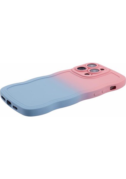 Apple iPhone12 Pro 6.1 Inçlik Kasa Yumuşak Tpu Wave Edge Akıllı Telefon Kapak-Pink+Gökyüzü Mavisi Için Jtw Serisi (Yurt Dışından)