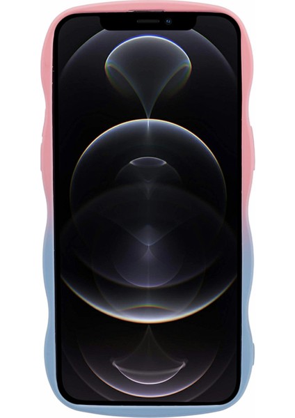Apple iPhone12 Pro 6.1 Inçlik Kasa Yumuşak Tpu Wave Edge Akıllı Telefon Kapak-Pink+Gökyüzü Mavisi Için Jtw Serisi (Yurt Dışından)