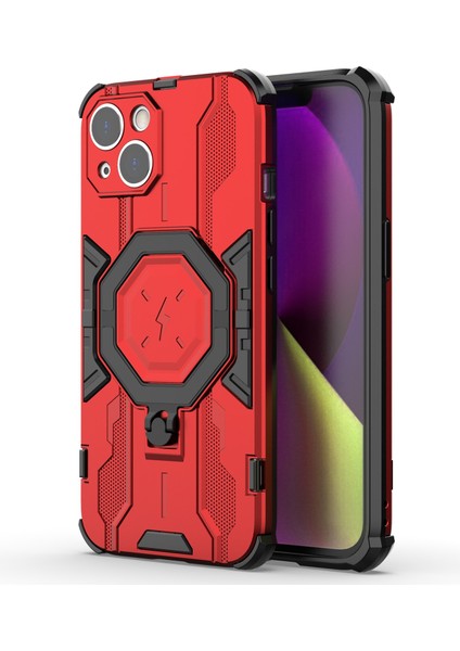Apple iPhone14 Pc+Tpu Telefon Kasası Yüzüğü Kickstand Koruyucu Kapak-Kırmızı (Yurt Dışından)