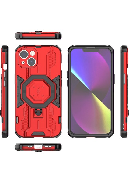 Apple iPhone14 Pc+Tpu Telefon Kasası Yüzüğü Kickstand Koruyucu Kapak-Kırmızı (Yurt Dışından) indirimleri