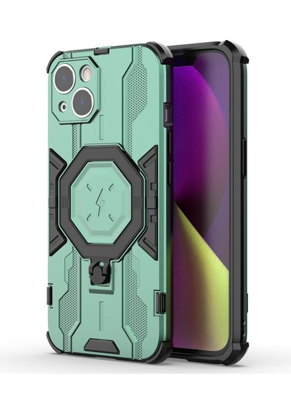 Apple iPhone14 Pc+Tpu Telefon Kasası Yüzüğü Kickstand Koruyucu Kapak Yeşili (Yurt Dışından)