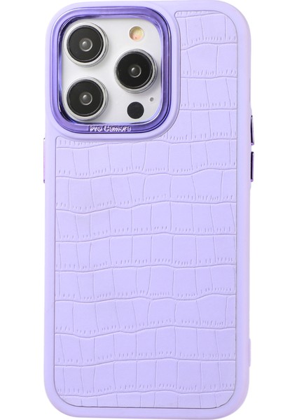 Apple iPhone14 Pro Case Deri Kaplamalı Tpu+Pc Telefon Kapağı Elektruman Kamera Çerçevesi-Doğru (Yurt Dışından)