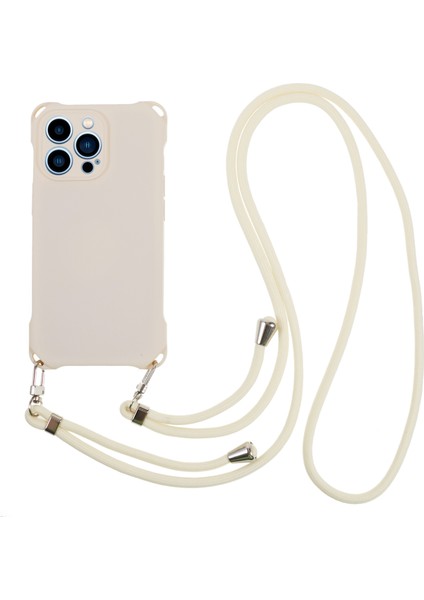 Apple iPhone12 Pro Max Yumuşak Tpu Cep Telefon Kılıfı Için Dört Köşe Şok Geçirmez Cep Telefonu Kapağı Asılı Halat Bej (Yurt Dışından)