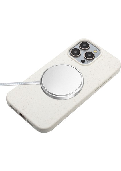 Apple iPhone11 Pro Case Wheat Straw+Tpu Manyetik Telefon Kapağı Ayarlanabilir Kayış-Beyaz (Yurt Dışından)