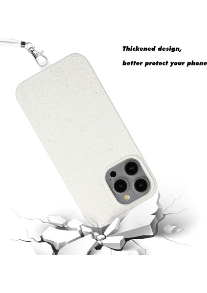 Apple iPhone11 Pro Case Wheat Straw+Tpu Manyetik Telefon Kapağı Ayarlanabilir Kayış-Beyaz (Yurt Dışından)