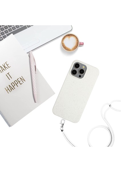 Apple iPhone11 Pro Case Wheat Straw+Tpu Manyetik Telefon Kapağı Ayarlanabilir Kayış-Beyaz (Yurt Dışından)