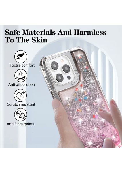 Apple iPhone13 Pro 6.1 Inç Cep Telefonu Kasası Için Tpu+Pc Anti-Drop Gradyan Sıvı Hızlı ve Kabuk-Black+Pembe (Yurt Dışından)