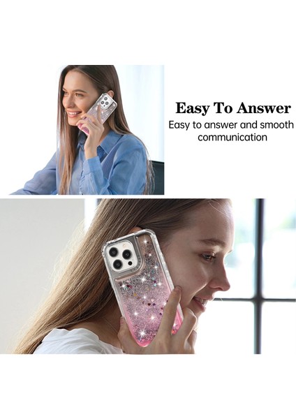Apple iPhone13 Pro 6.1 Inç Cep Telefonu Kasası Için Tpu+Pc Anti-Drop Gradyan Sıvı Hızlı ve Kabuk-Black+Pembe (Yurt Dışından)