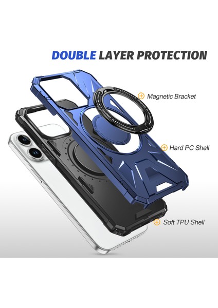 Apple iPhone12 Pro Max Için 6.7 Inçlik Kasa Manyetik Anti-Düşme Tpu+Pc Kickstand Koruyucu Arka Kabuklu Mavi (Yurt Dışından) indirimleri