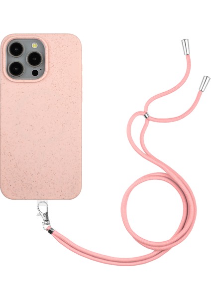 Apple iPhone13 Pro 6.1 Inç Için Kasa Çevre Dostu Saman Yumuşak Tpu Ince Koruyucu Kapak Lanyard-Pink ile (Yurt Dışından)