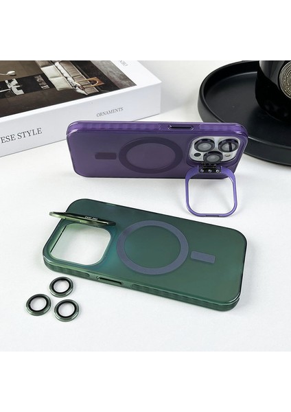 Apple iPhone12/12 Pro Case Camera Kickstand Imd Pc+Tpu Telefon Kapağı Magsafe-Pink ile Uyumlu (Yurt Dışından)