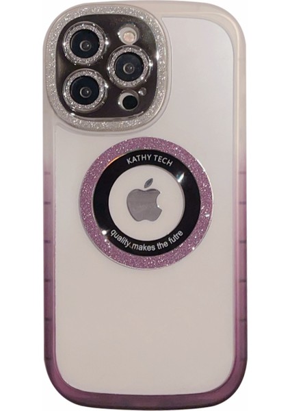 Apple iPhone14 Pro Glittery Powder Net Telefon Kılıfı Akrilik+Tpu+Temperli Cam Kapağı Magsafe Striping Pembesi ile Uyumlu (Yurt Dışından) fiyatları