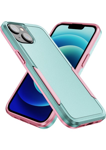 Apple iPhone15 Plus Şok Geçirmez Telefon Kasası Önleme Önleyici Pc+Tpu Arka Kapak Pembe+Yeşil (Yurt Dışından)