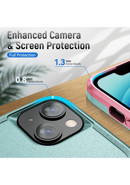 Apple iPhone15 Plus Şok Geçirmez Telefon Kasası Önleme Önleyici Pc+Tpu Arka Kapak Pembe+Yeşil (Yurt Dışından) fiyatları