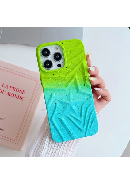 Apple iPhone14 Pro Max Star Telefon Kılıfı Işıltılı Tpu Arka Kapak Yeşili+Mavi (Yurt Dışından)