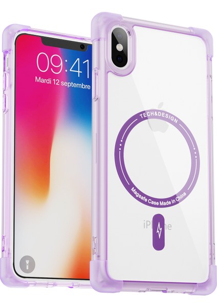 Apple iPhoneXs Max Takviyeli Köşeler Serisi Magsafe Slım-Fıt Tpu+Akrilik Kabuk-Şeffaf Mor (Yurt Dışından)