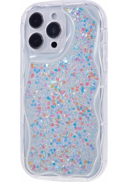Apple iPhone14 Pro Max Case Epoxy Tpu Kapağı Için Jtw Serisi Parlak Pullu-White-White (Yurt Dışından)