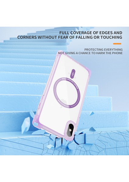 Apple iPhoneXs Max Takviyeli Köşeler Serisi Magsafe Slım-Fıt Tpu+Akrilik Kabuk-Şeffaf Mor (Yurt Dışından)