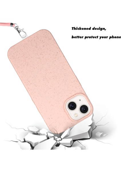 Apple iPhone14 Plus Case Için Çevre Dostu Biyolojik Dostu Buğday Samanı+Tpu Telefon Koruyucu Kapak Pembe (Yurt Dışından)