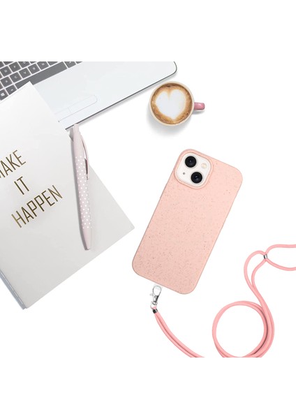 Apple iPhone14 Plus Case Için Çevre Dostu Biyolojik Dostu Buğday Samanı+Tpu Telefon Koruyucu Kapak Pembe (Yurt Dışından)