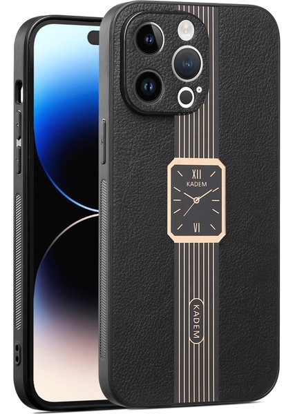 Apple iPhone14 Pro Elektrokaplama Kılıfı Pu+Tpu+Akrilik Şok Geçirmez Telefon Koruyucu-Black (Yurt Dışından)